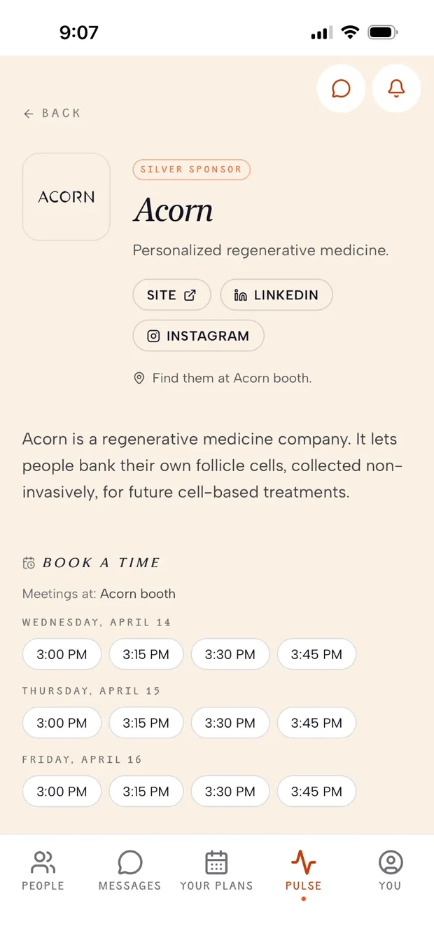 Brand page · book a meeting